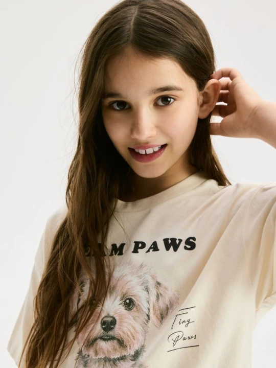 Zdjęcie produktu Reserved - T-shirt z nadrukiem - kremowy