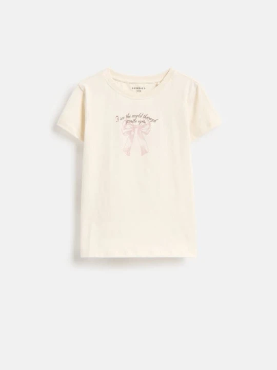 Zdjęcie produktu Reserved - T-shirt z nadrukiem - kremowy