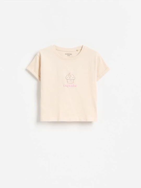Zdjęcie produktu Reserved - T-shirt z nadrukiem na plecach - beżowy