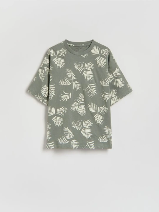 Zdjęcie produktu Reserved - T-shirt z nadrukiem - oliwkowy