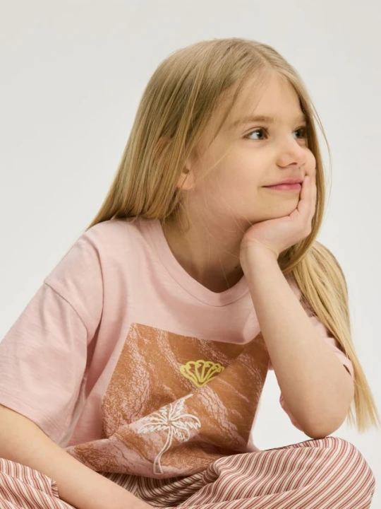 Zdjęcie produktu Reserved - T-shirt z nadrukiem - pastelowy róż