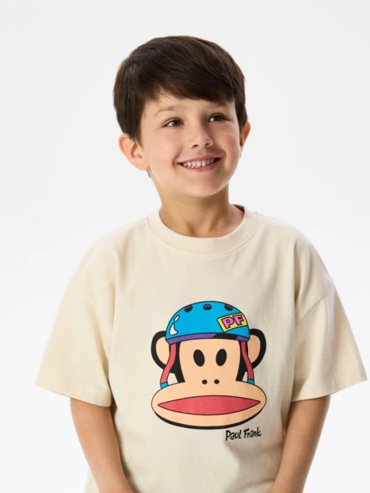 Zdjęcie produktu Reserved - T-shirt z nadrukiem PAUL FRANK - beżowy