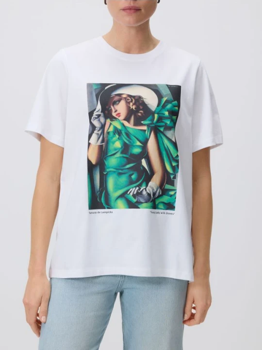 Zdjęcie produktu Reserved - T-shirt z nadrukiem Tamara Łempicka - biały