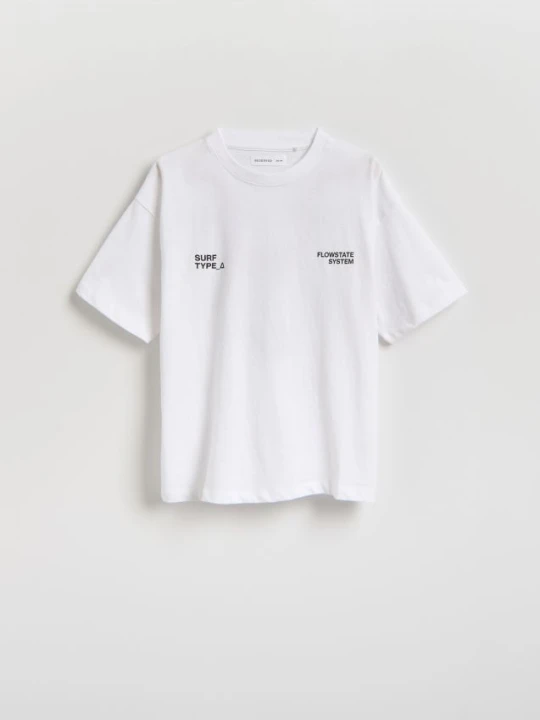 Zdjęcie produktu Reserved - T-shirt z nadrukiem - złamana biel
