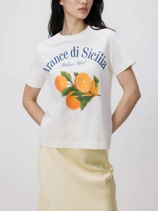 Zdjęcie produktu Reserved - T-shirt z nadrukiem - złamana biel