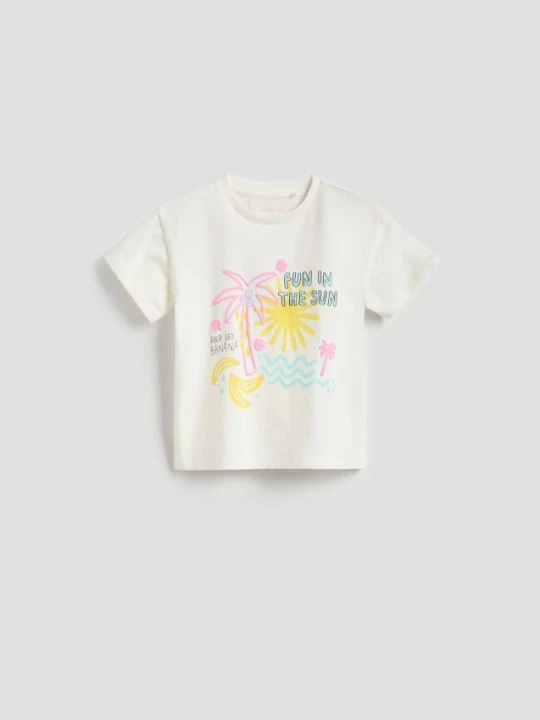 Zdjęcie produktu Reserved - T-shirt z nadrukiem - złamana biel