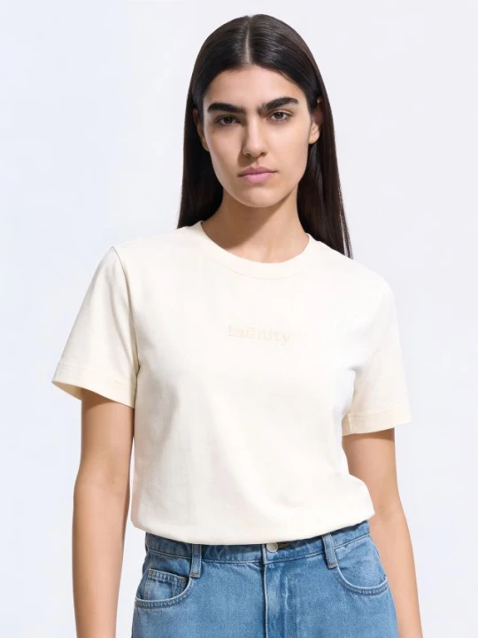 Zdjęcie produktu Reserved - T-shirt z nadrukiem - złamana biel