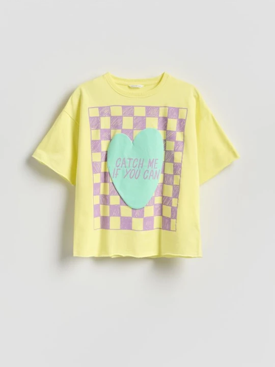 Zdjęcie produktu Reserved - T-shirt z nadrukiem - żółty