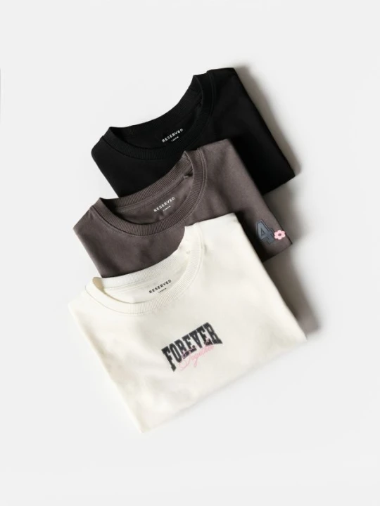 Zdjęcie produktu Reserved - T-shirt z nadrukiem3 pack - wielobarwny