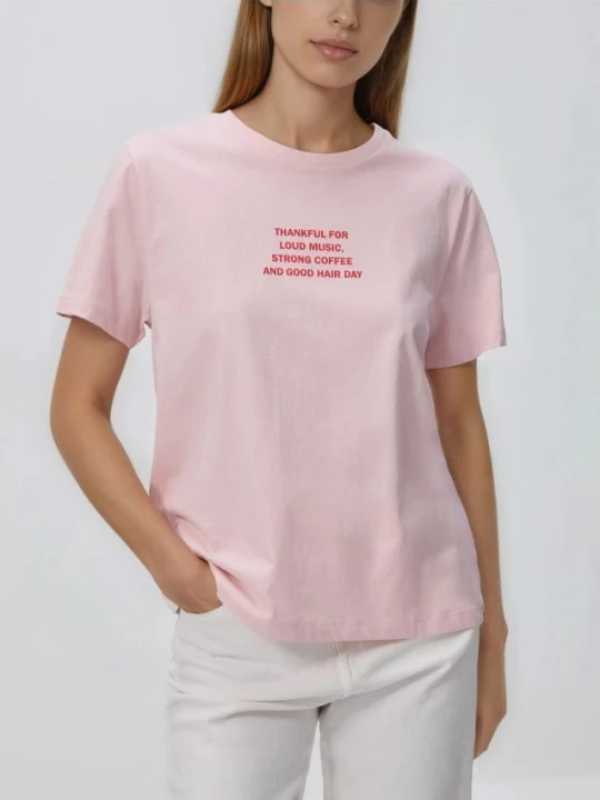 Zdjęcie produktu Reserved - T-shirt z napisem - różowy