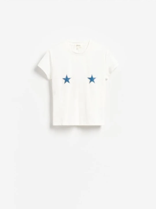 Zdjęcie produktu Reserved - T-shirt z ozdobnymi aplikacjami - biały