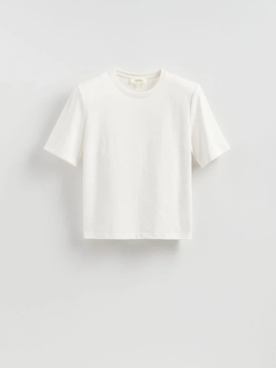 Zdjęcie produktu Reserved - T-shirt z poduszkami na ramionach - biały