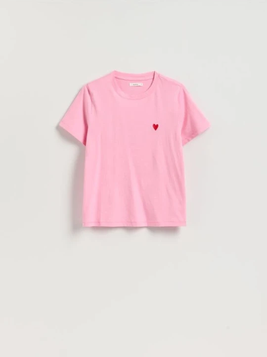 Zdjęcie produktu Reserved - T-shirt z sercem - pastelowy róż