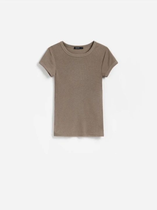 Zdjęcie produktu Reserved - T-shirt z wiskozą - beżowy