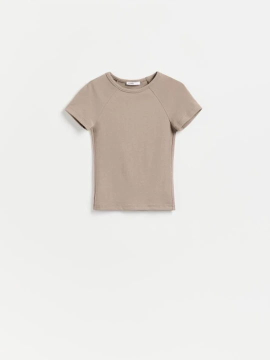 Zdjęcie produktu Reserved - T-shirt z wiskozą - brązowy