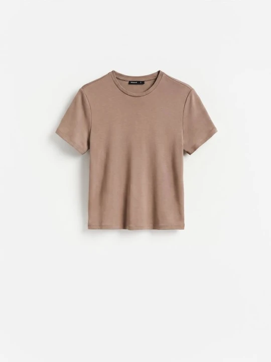 Zdjęcie produktu Reserved - T-shirt z wiskozą - brązowy