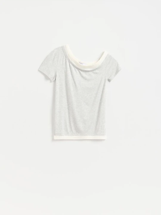 Zdjęcie produktu Reserved - T-shirt z wiskozą - jasnoszary