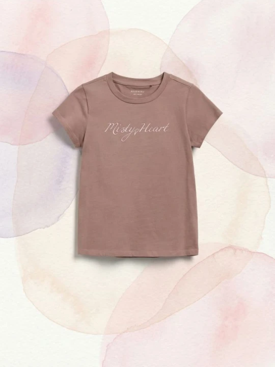 Zdjęcie produktu Reserved - T-shirt z wypukłym napisem - brązowy