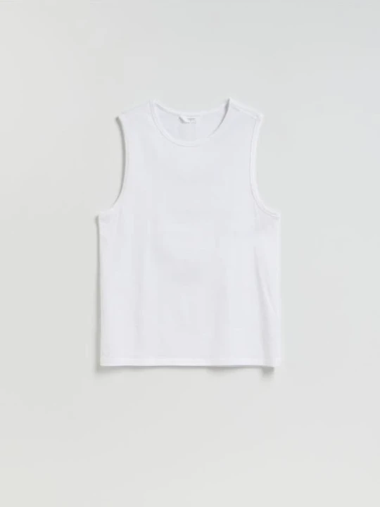 Zdjęcie produktu Reserved - Tank top z bawełny merceryzowanej - biały