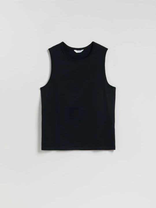 Zdjęcie produktu Reserved - Tank top z bawełny merceryzowanej - czarny