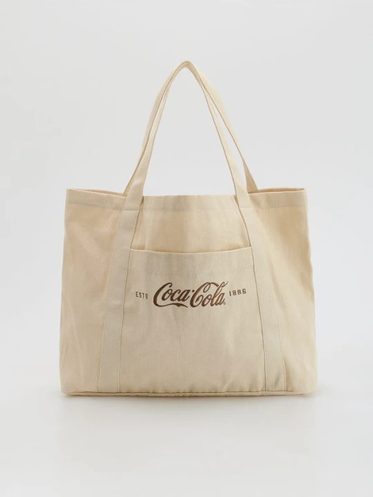 Zdjęcie produktu Reserved - Torba z napisem Coca-Cola - beżowy