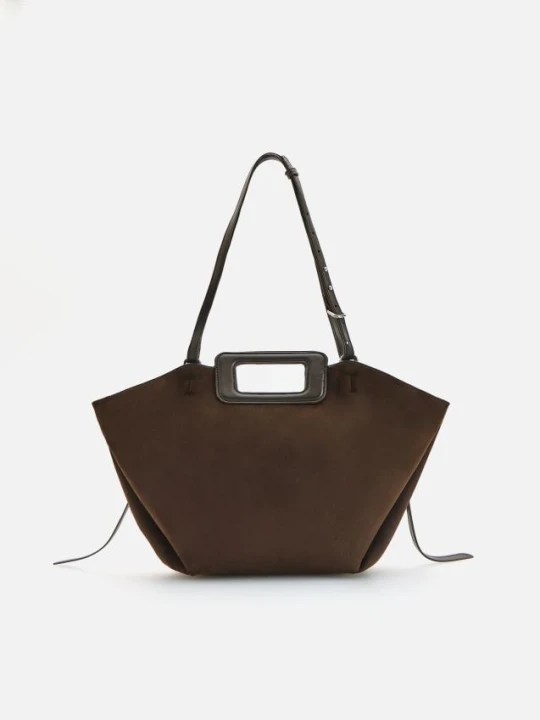 Zdjęcie produktu Reserved - Torebka shopper z imitacji zamszu - ciemnobrązowy