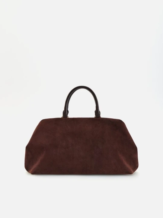 Zdjęcie produktu Reserved - Torebka shopper z imitacji zamszu - ciemnobrązowy