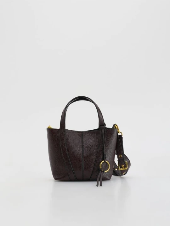 Zdjęcie produktu Reserved - Torebka shopper z zawieszką - mahoniowy