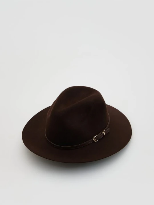 Zdjęcie produktu Reserved - Wełniany kapelusz - ciemnobrązowy