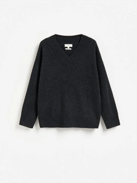Zdjęcie produktu Reserved - Wełniany sweter oversize - ciemnoszary