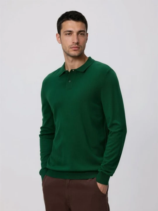 Zdjęcie produktu Reserved - Wiskozowy sweter polo - zielony