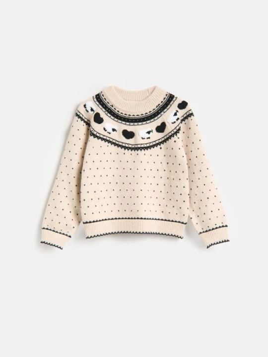 Zdjęcie produktu Reserved - Wzorzysty sweter - kremowy