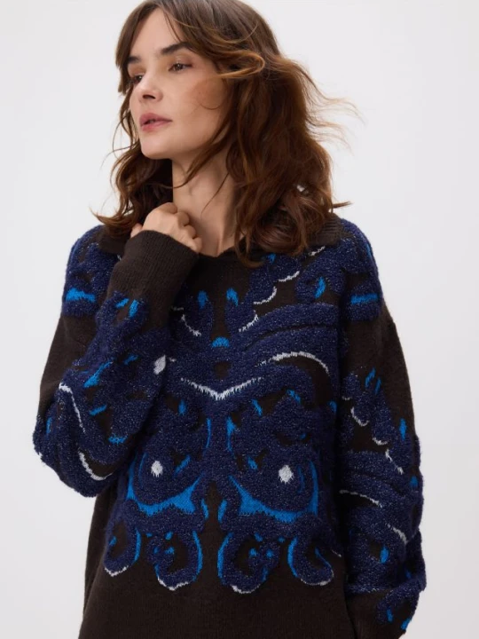 Zdjęcie produktu Reserved - Wzorzysty sweter z kołnierzykiem - wielobarwny