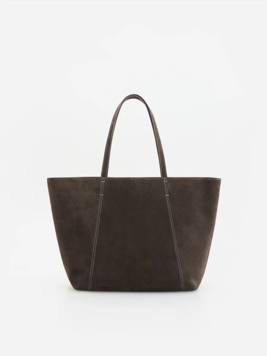 Zdjęcie produktu Reserved - Zamszowa torebka shopper - ciemnoszary