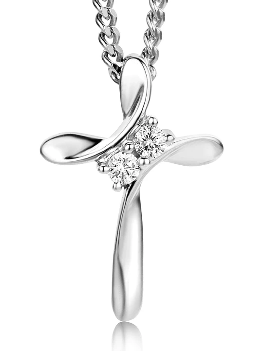Zdjęcie produktu Revoni Złoty naszyjnik z diamentową zawieszką - dł. 45 cm rozmiar: onesize srebrny