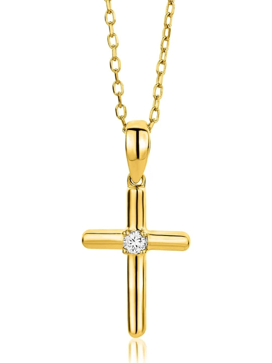 Zdjęcie produktu Revoni Złoty naszyjnik z diamentową zawieszką - dł. 45 cm rozmiar: onesize