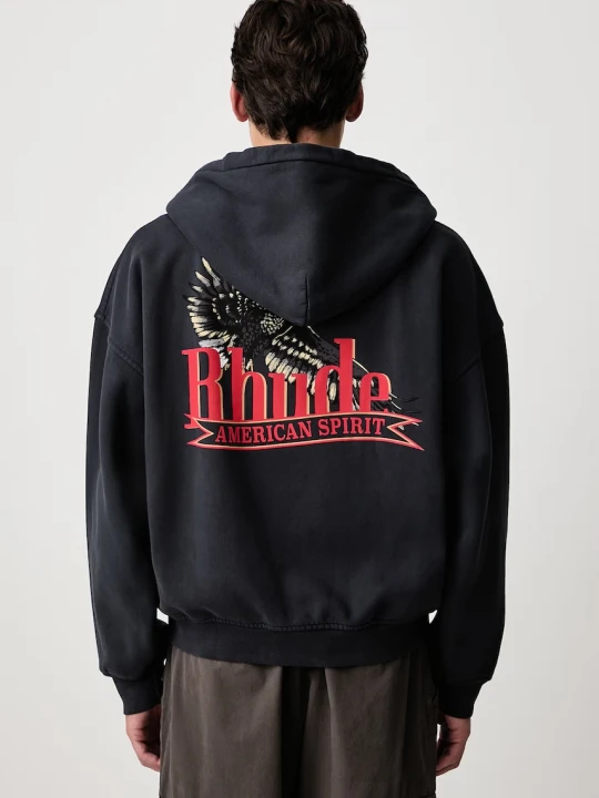Zdjęcie produktu RHUDE American Spirit bluza rozpinana z kapturem bawełniana męska