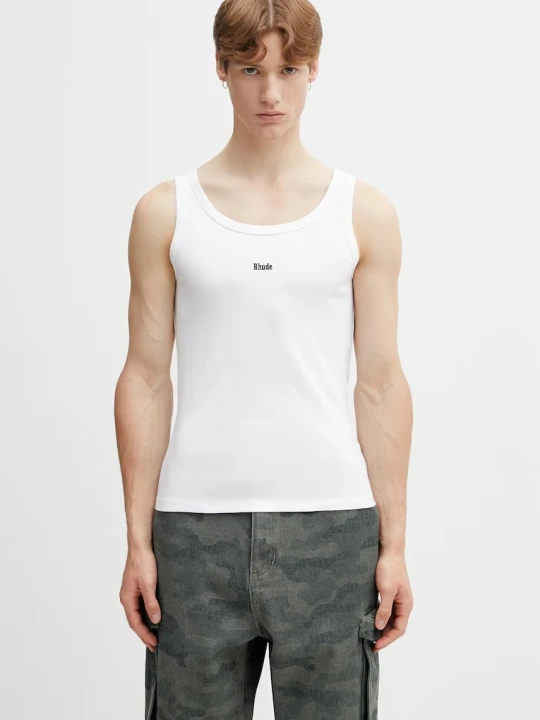 Zdjęcie produktu RHUDE Logo Ribbed Tank Top top bawełniany męski