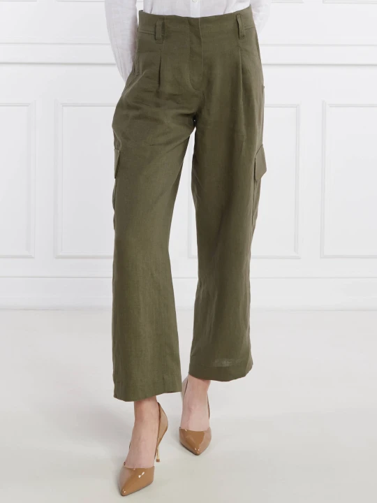Zdjęcie produktu RIANI Lniane spodnie cargo | Loose fit zielony