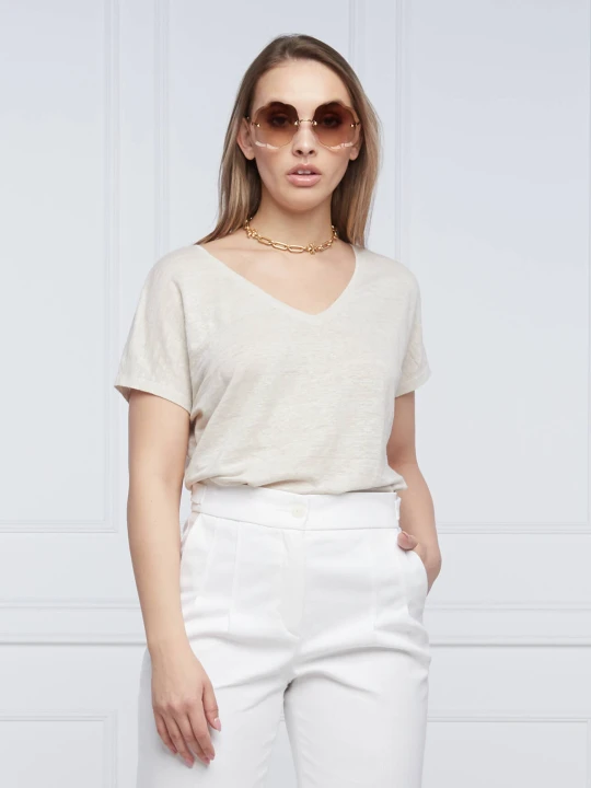 Zdjęcie produktu RIANI Lniany t-shirt | Regular Fit kremowy