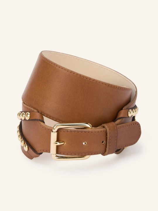 Zdjęcie produktu Riani Pasek Skórzany Z Nitami braun brązowy