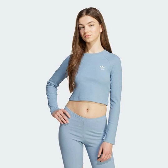 Zdjęcie produktu Rib Crop Long Sleeve Long-Sleeve Top Kids Adidas niebieski