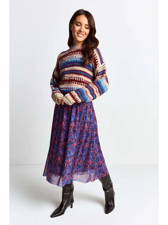 Zdjęcie produktu Rich & Royal Sweter w kolorze beżowo-niebiesko-bordowym rozmiar: XL