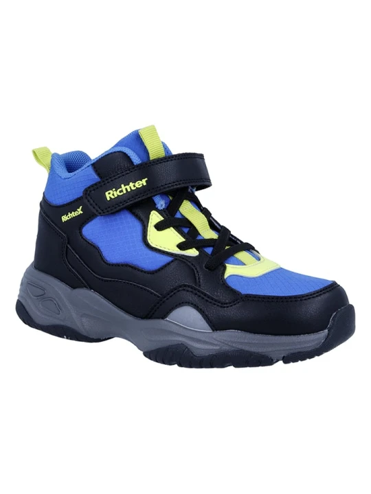 Zdjęcie produktu Richter Shoes Botki trekkingowe "Jamie" w kolorze czarno-niebiesko-limonkowym rozmiar: 28
