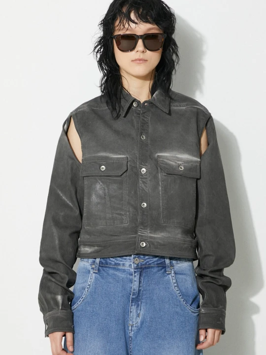 Zdjęcie produktu Rick Owens DRKSHDW Rick Owens kurtka Denim Jacket Cape Sleeve Cropped Outershirt