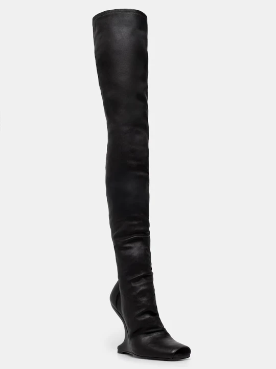 Zdjęcie produktu Rick Owens Lilies kozaki z odkrytymi palcami damskie skórzane Cantilever 11 czarny