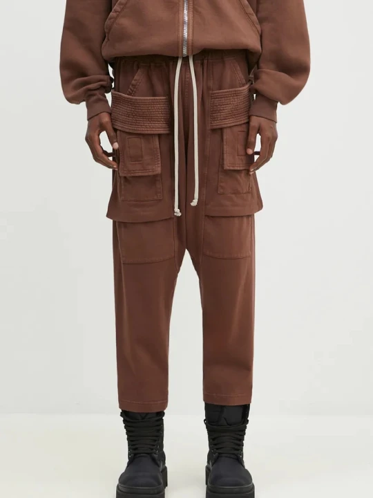 Zdjęcie produktu Rick Owens DRKSHDW Rick Owens spodnie dresowe bawełniane Creatch Cargo Cropped Drawstring