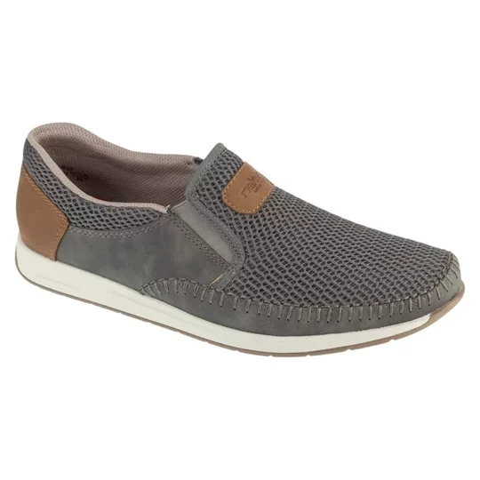 Zdjęcie produktu Rieker Moccasins 11954-45, Męskie, Szare, półbuty, skóra zamszowa, rozmiar: 40