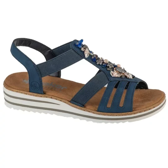 Zdjęcie produktu Rieker Sandals V0649-14, Damskie, Granatowe, sandały, skóra syntetyczna, rozmiar: 37