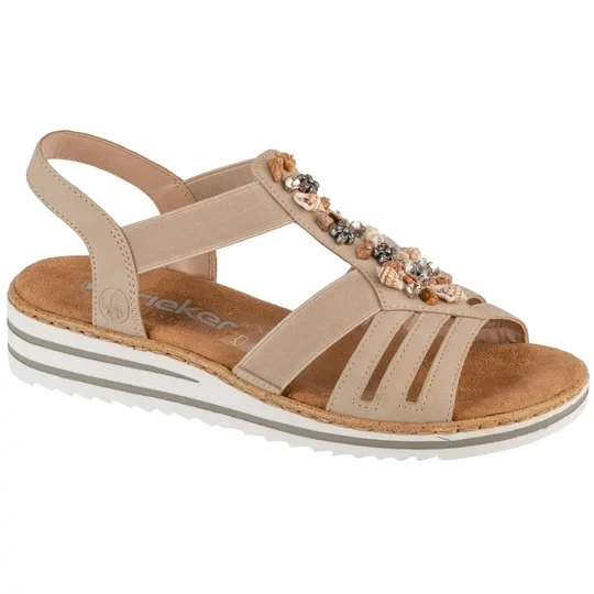 Zdjęcie produktu Rieker Sandals V0649-62, Damskie, Beżowe, sandały, skóra syntetyczna, rozmiar: 39